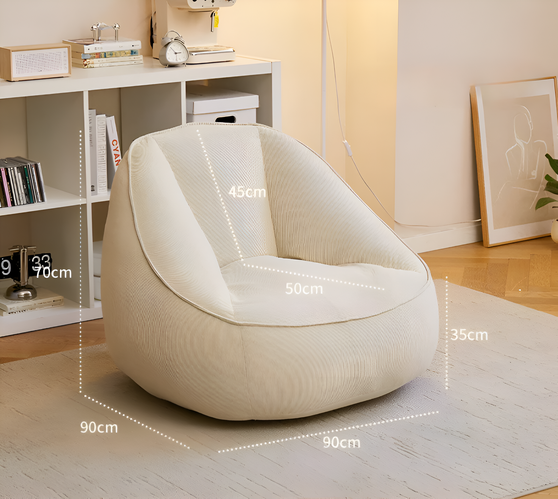 Bean Bag Lazy Corduroy Comfortable Sofa Single Bed Tatami Bedroom Balcony Casual Lightweight Small Sofa Living Room 2024 New Design Projector