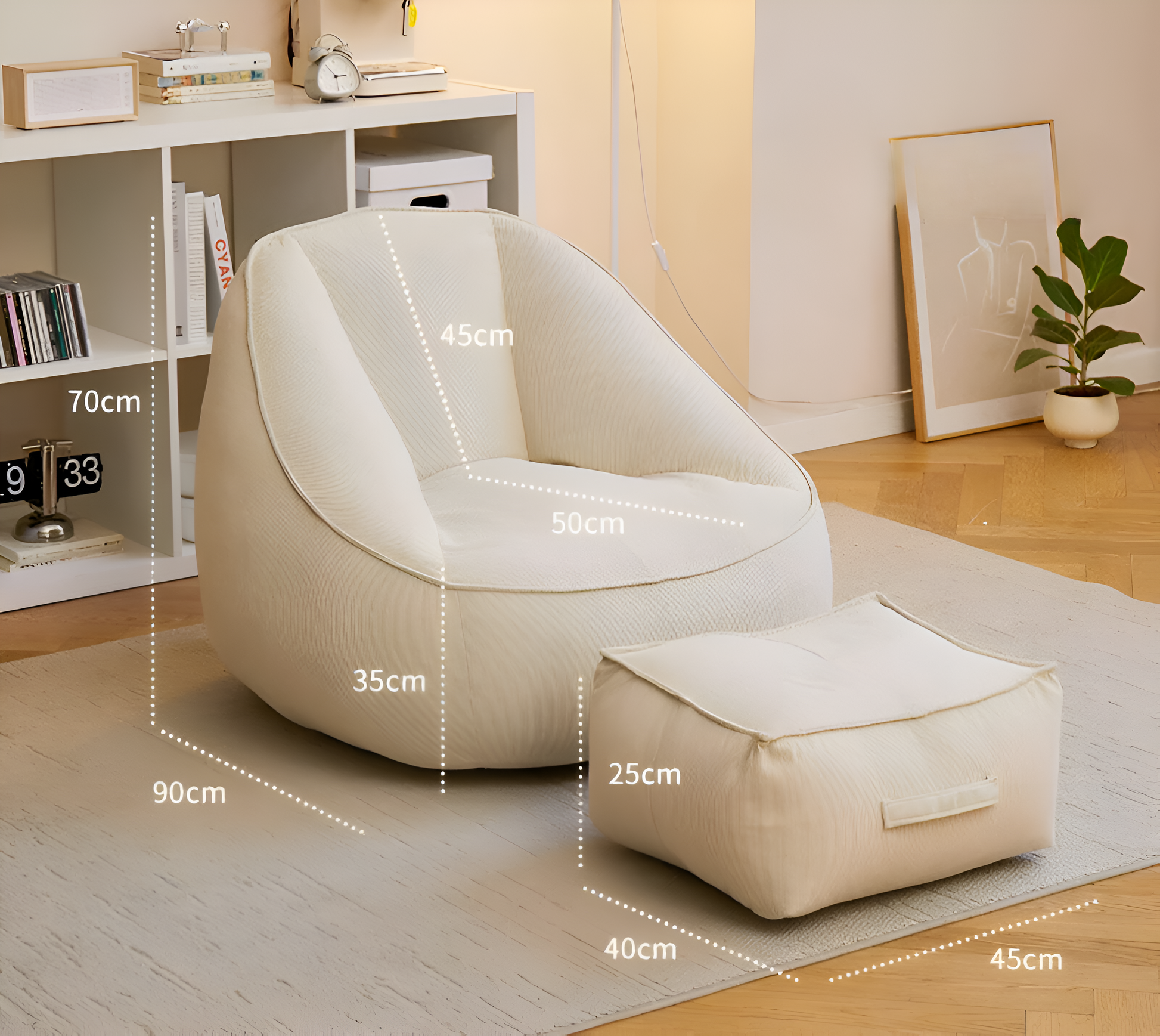 Bean Bag Lazy Corduroy Comfortable Sofa Single Bed Tatami Bedroom Balcony Casual Lightweight Small Sofa Living Room 2024 New Design Projector
