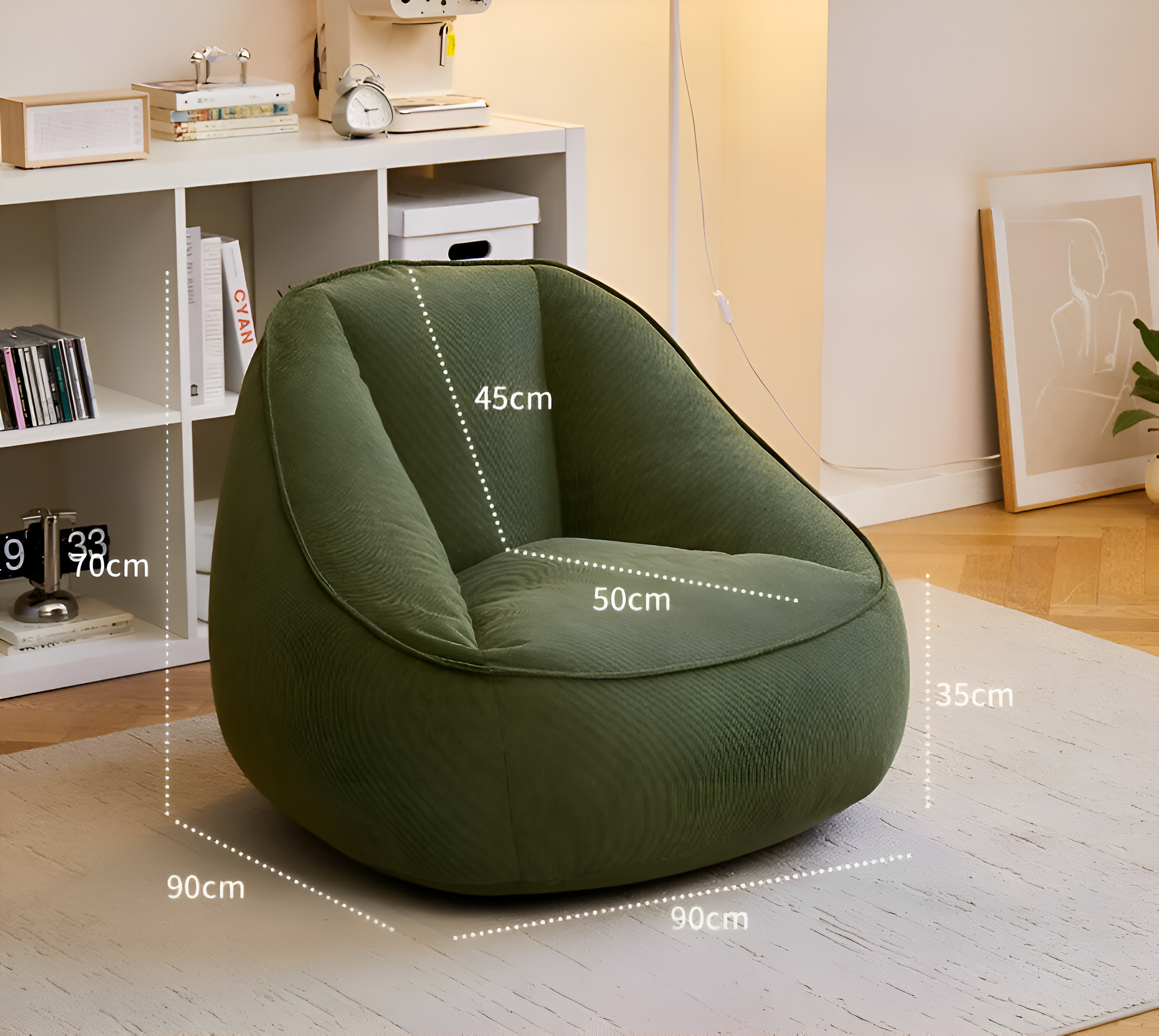 Bean Bag Lazy Corduroy Comfortable Sofa Single Bed Tatami Bedroom Balcony Casual Lightweight Small Sofa Living Room 2024 New Design Projector